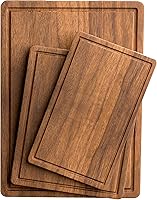 Misawce Acacia Wood Cutting Boards Set of 3 with Juice Groove - Large 17x12 Chopping Board for Meat, Charcuterie, Fruits (12x10, 12x7) Kitchen Essential