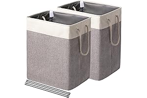 FairyHaus Freestanding Laundry Hamper with Support Rods, 2-Pack