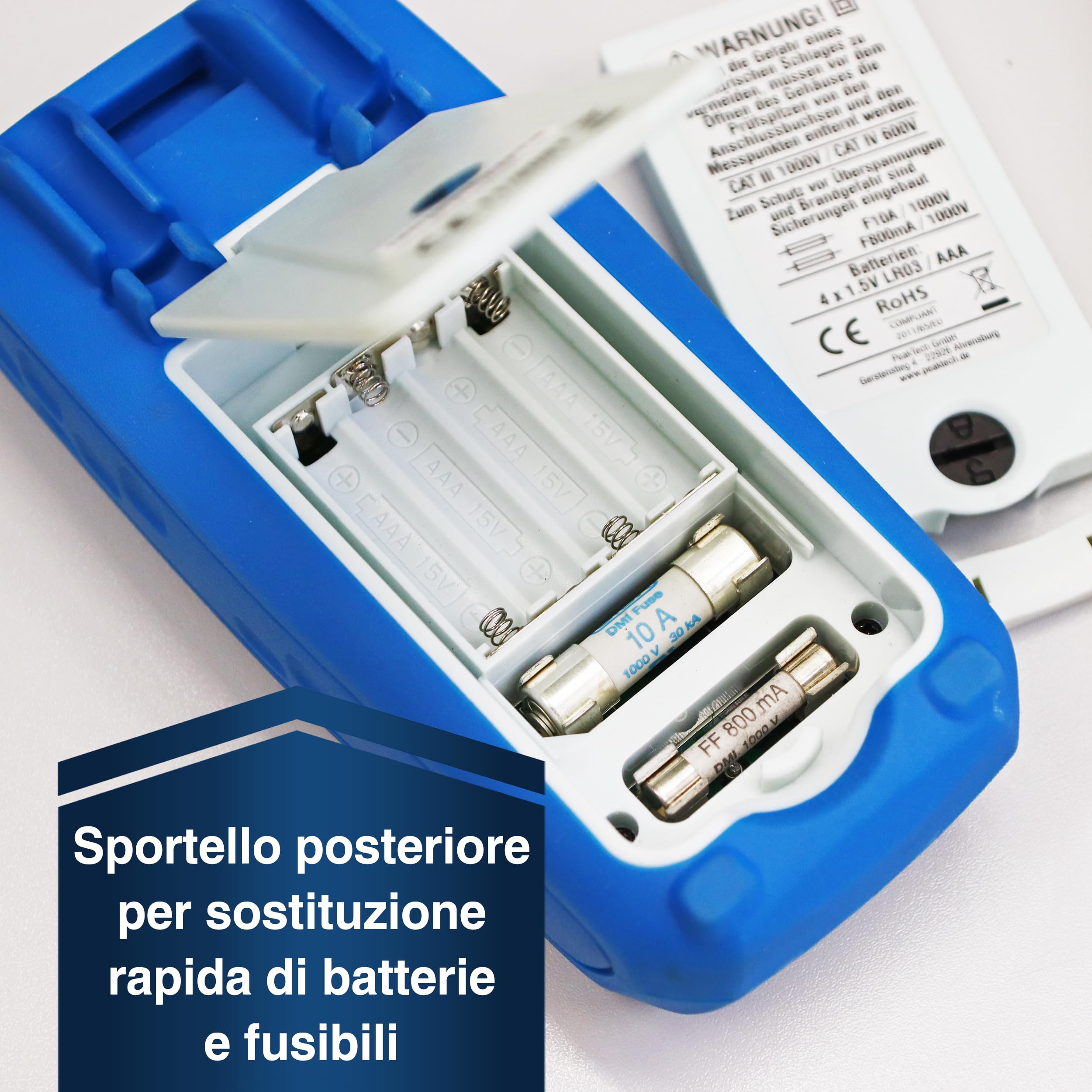 PeakTech 3442 – Multimetro digitale True RMS, con 60.000 conteggi e Bluetooth 4.0, Multimetro portatile professionale, Auto-Hold, TÜV/GS, Voltmetro, Tester di continuità - CAT III 1000V