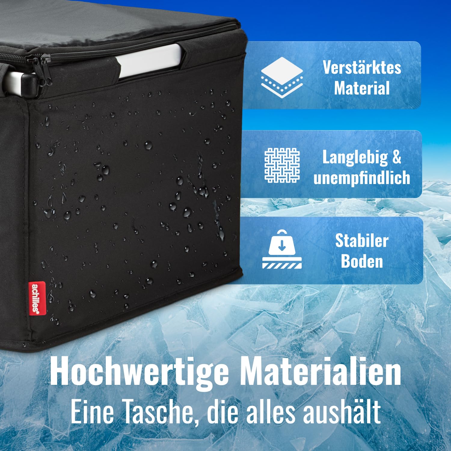 achilles Transportbox mit Kühlfunktion, Einkaufskorb mit Kühleinsatz, Kühlkorb groß, Einkaufskorb, klappbarer Kühlkorb, klappbare Kühlbox