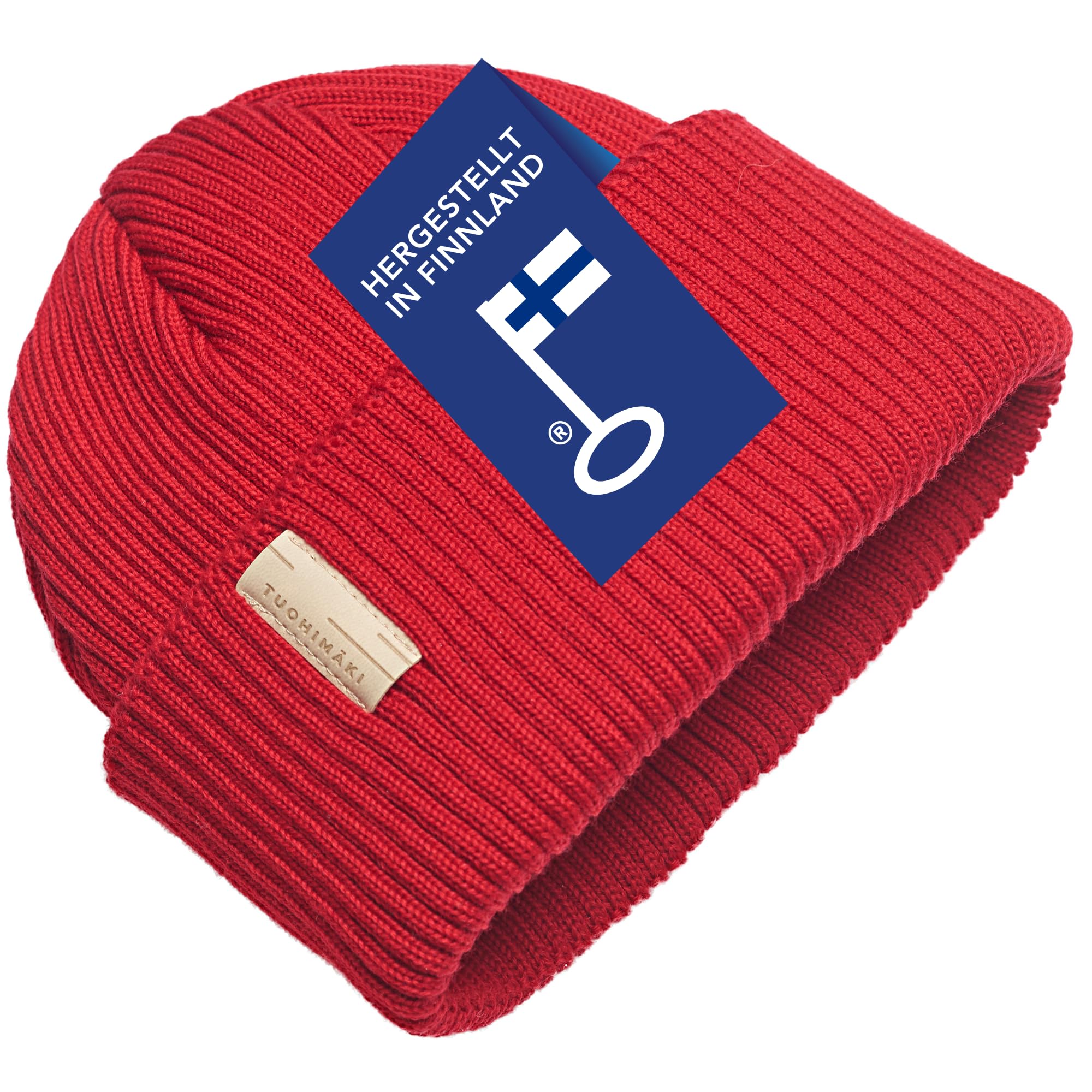 Fisherman - Gorro de lana merino para hombre y mujer, color rojo
