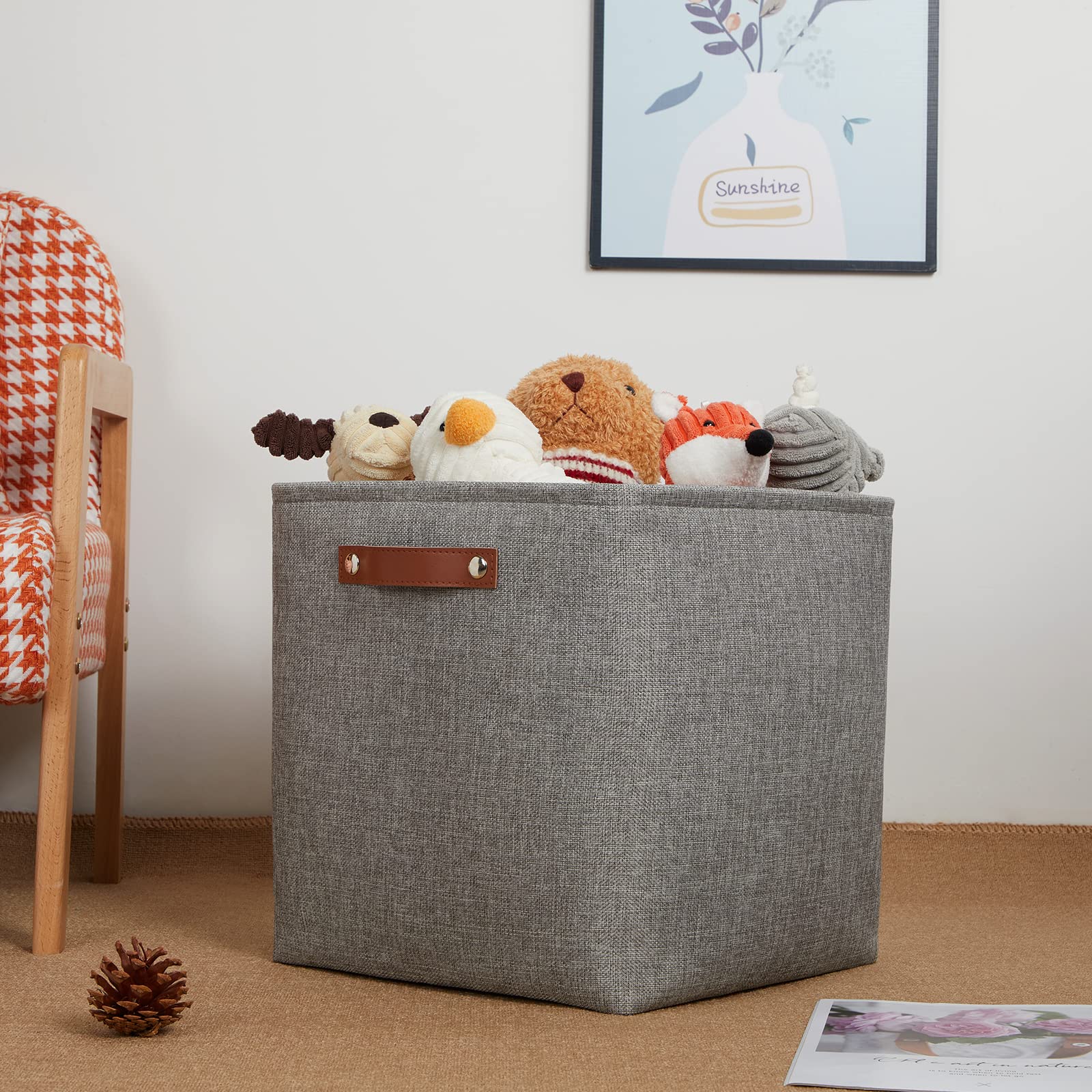 DULLEMELO Cajas de almacenamiento en forma de cubo, cestas de tela de 33 cm para organizar y almacenar el hogar, cestas de regalo apilables vacías para guardería, ropa, juguetes, almacenamiento de