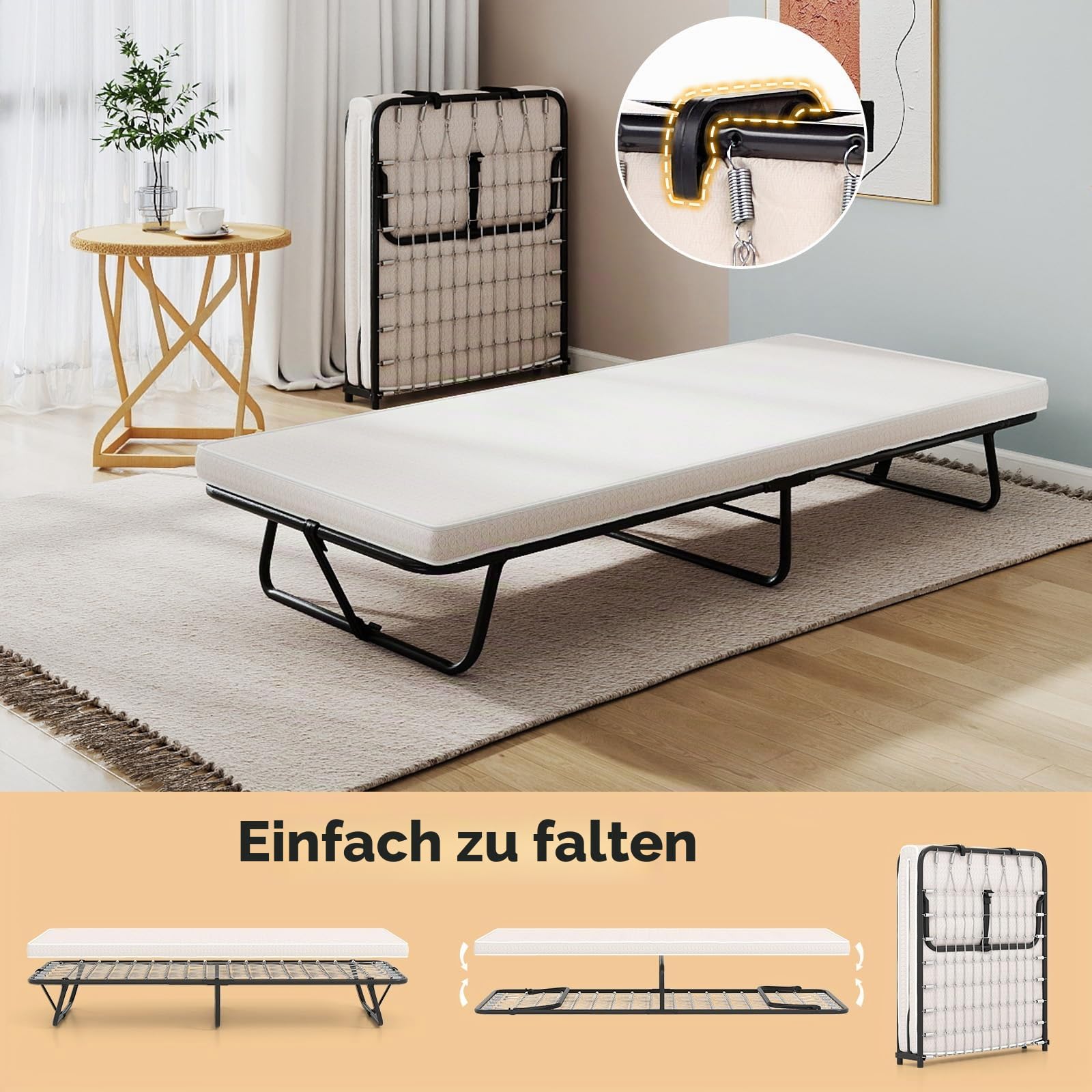 GIANTEX Klappbett 80 x 190 cm Erwachsene, Gästebett Klappbar, Reisebett mit Matratze, klappbares Bett Einzelbett, Faltbett Metallbett Metallrahmen bis 170 kg belastbar, Klappbett mit Memory-Schaum