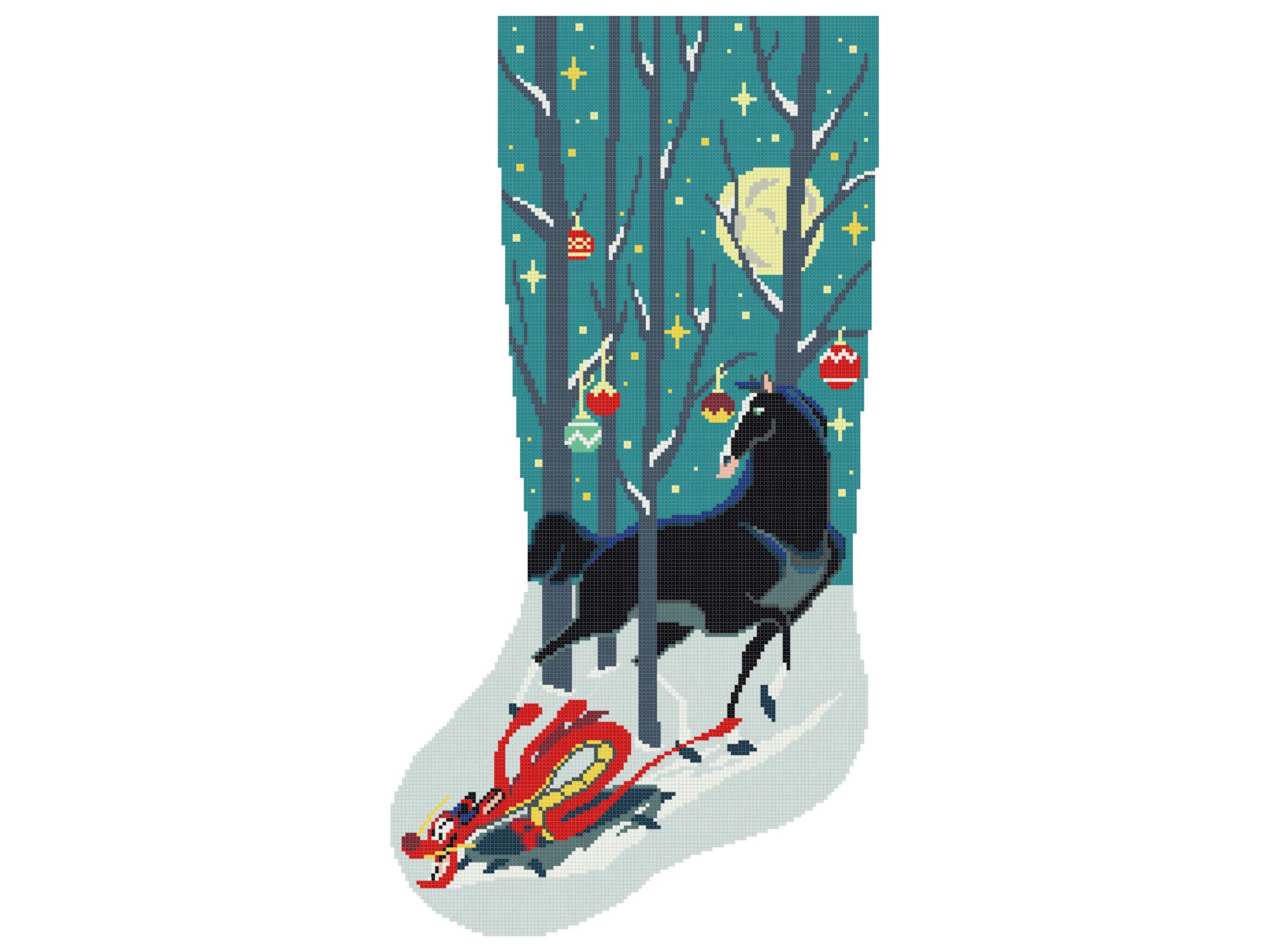 Cross Stitch Christmas Stocking Patterns PDF/Counted Modern Easy Printable Cute Dragon Horse Simple Cross Stitch for Beginners/Holiday Stockings DIY/Materials are NOT Included