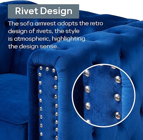 Miniatura 5 de Sofá biplaza tapizado de terciopelo, moderno sofá copetudo de 2 plazas con cojín acolchado grueso para sala de estar, dormitorio o espacio pequeño,