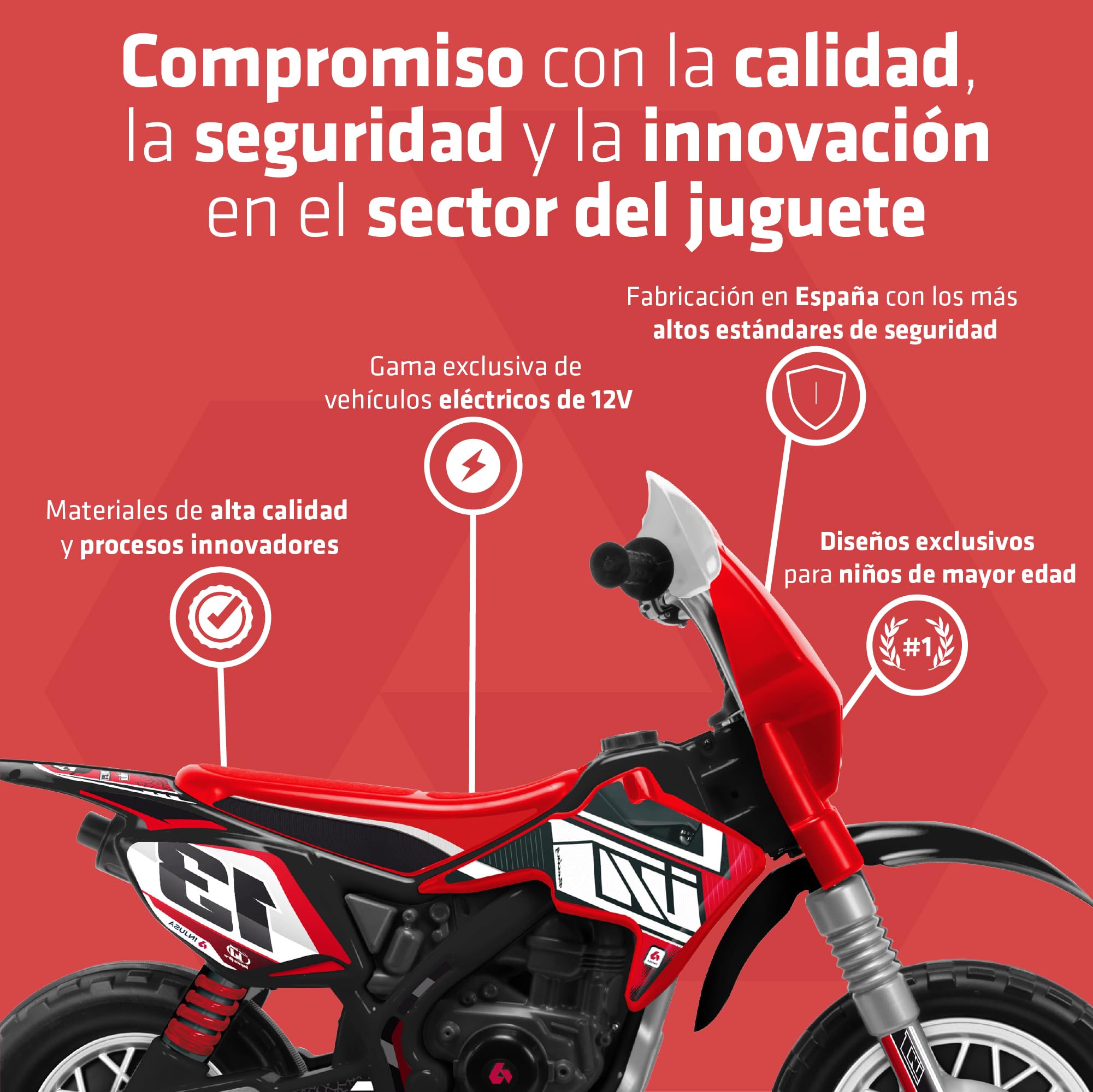 INJUSA Thunder MAX VX 12V Moto Eléctrica Niños 3-6 Años 5-6 km/h Roja
