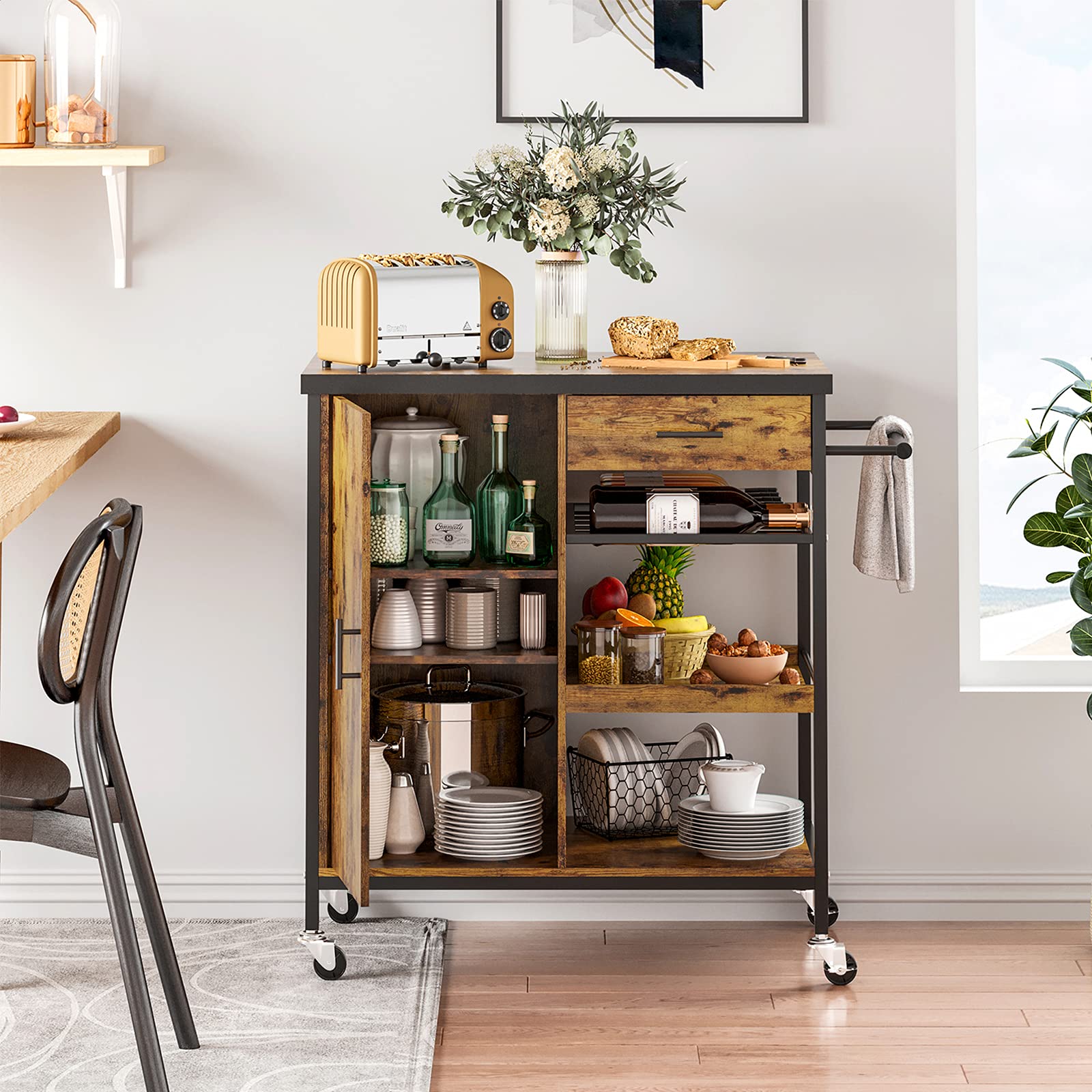 Buy Hasuit Kitchen Island Cart with Storage Shelf, Rolling Kitchen