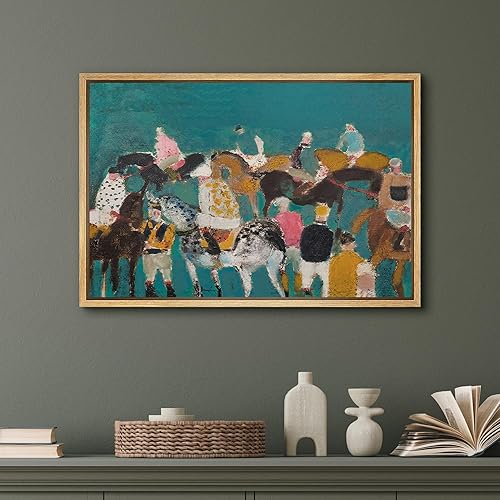 Miniatura 10 de SIGNFORD Lienzo enmarcado para pared, líneas y círculos verdes, azules, rojos, amarillos y dorados, formas geométricas, ilustraciones, minimalismo,