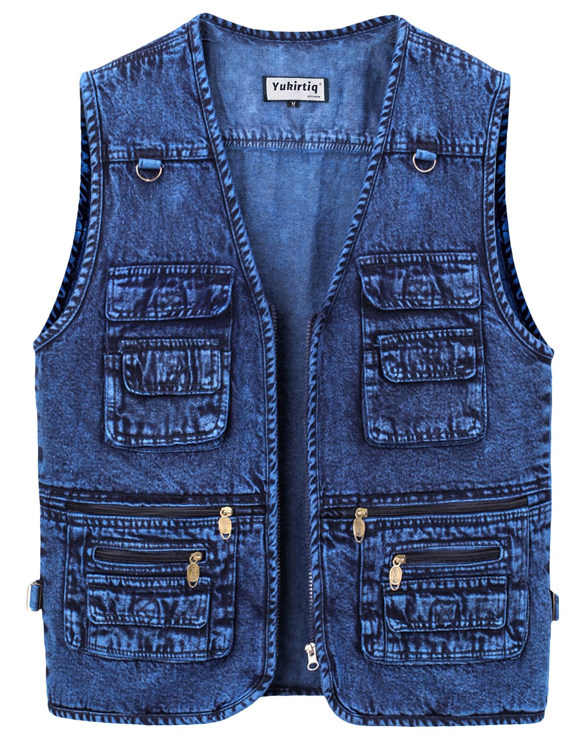 Gilet en Jean pour Homme Cowboy Gilet Moto Multipoches Veste en Jean Sans Manche Denim Gilet Biker