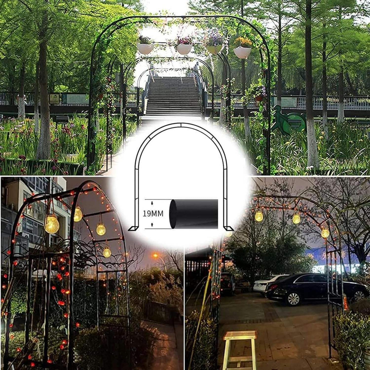 Łuk ogrodowy Łuk altanki ogrodowej, pergola z kraty łukowej dla pnączy różanych, dekoracyjny wspornik altanki tarasowej, do dekoracji ślubnej, kratka do ogrodu(Green,W1.2M*H2.2M)