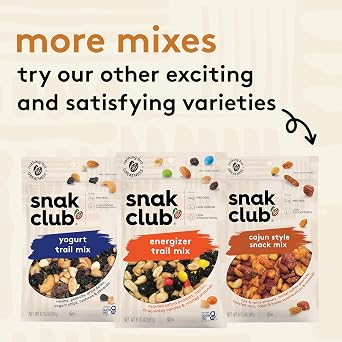 Snak Club Peanut Butter Chocolate Trail Mix with Peanuts, Peanut Butter M&MS, Toffee Peanuts, and Pretzels, 11 oz Resealable Bag | Sweet and salty snack blend with satisfying crunch in a resealable family-size bag for home, work, or travel.