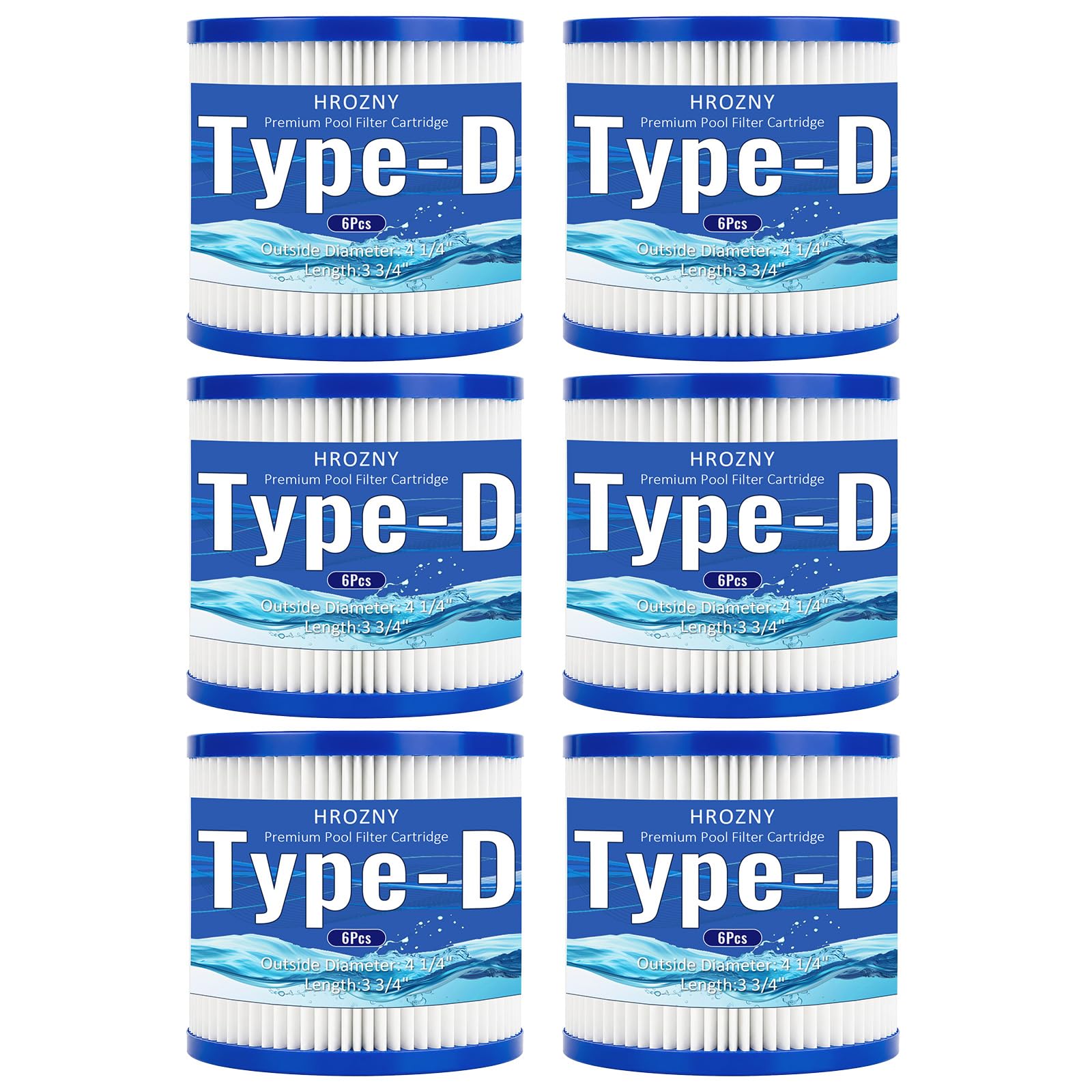 Filtre de piscine de type D Hrozny pour Summer Waves, lot de 6 cartouches
