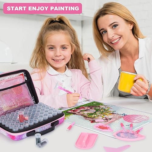 Miniatura 8 de Fixm Contenedor de almacenamiento de pintura de diamante, 60 ranuras para accesorios de pintura de diamantes y caja de almacenamiento portátil de