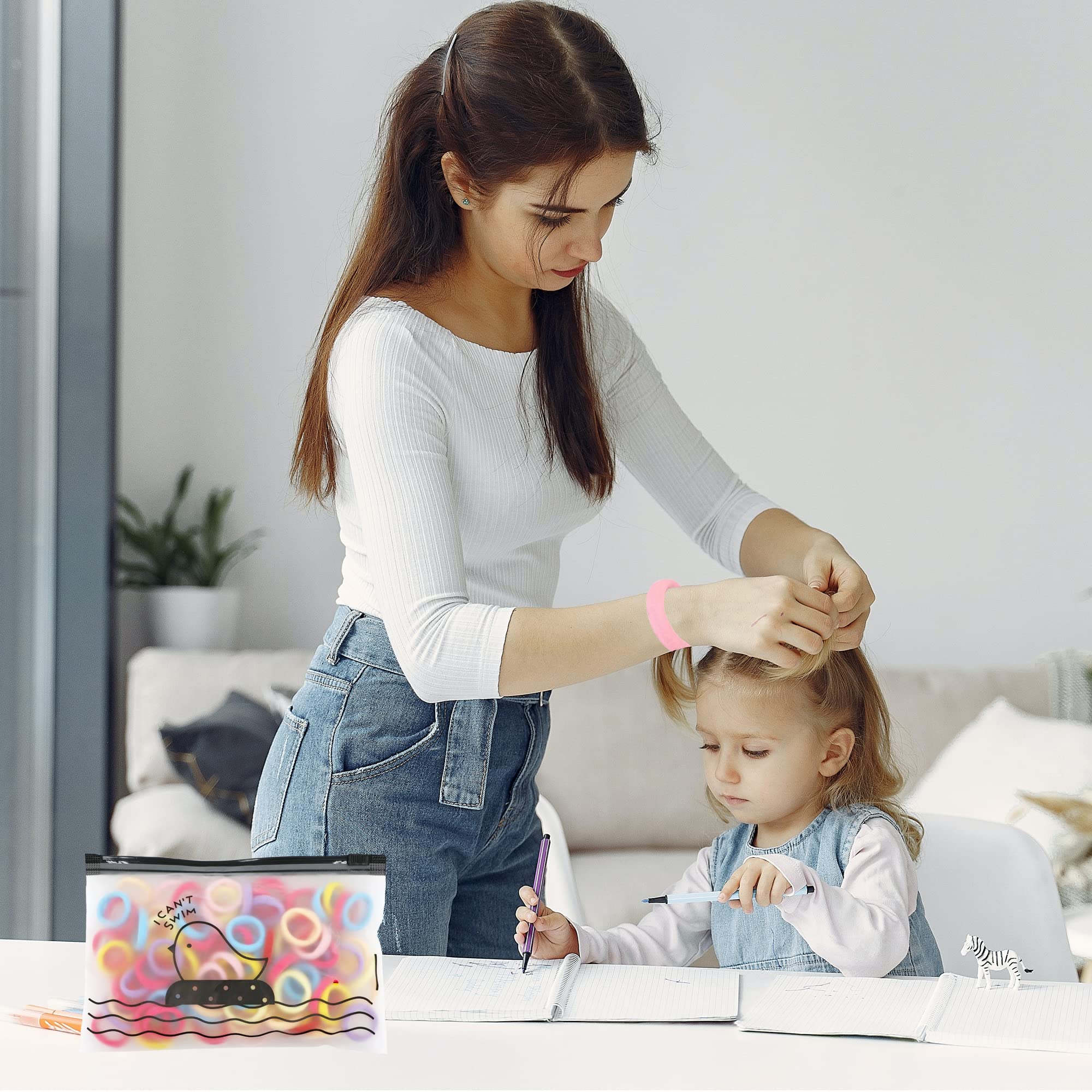 100 pièces Petit élastique femme, élastiques queue de cheval multicolore, mini serre-tête pour bébé fille