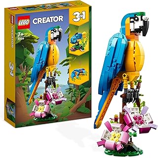 Comprar LEGO Creator 3 en 1 Loro Exótico, Pez o Rana, Figuras de Animales de Juguete para Construir, Regalo para Niños y Niñas de 7 Años o Más, Juego Creativo 31136