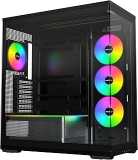 MONTECH TG3 Black Mid-Tower PC Case, Pre-Installed RGB Fans, ATX/Back-Connect Ready