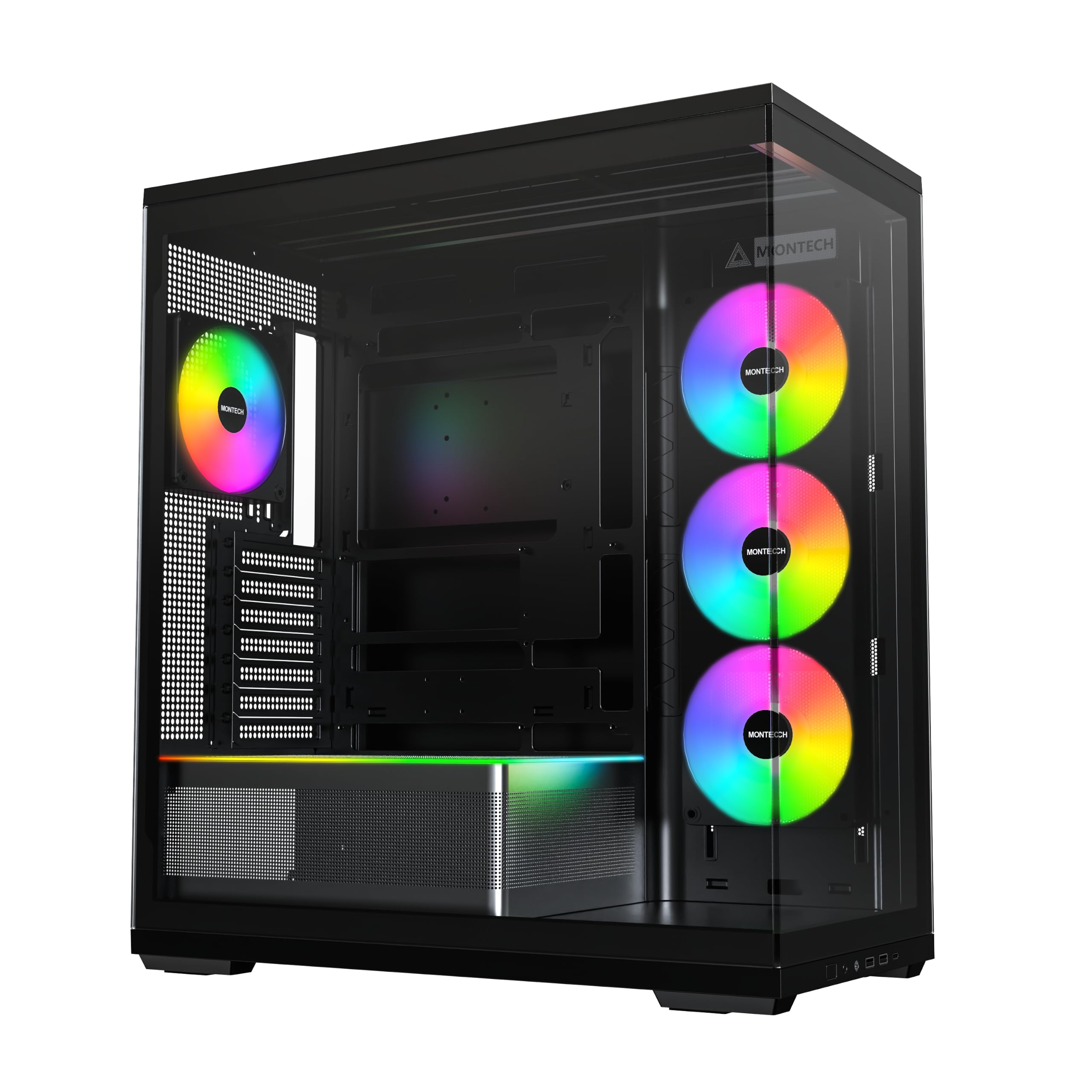MONTECH TG3 High Airflow ATX Mid-Tower PC Case, Back-Connect Ready, Black | 430mm GPU Support, 360mm Radiator Support, Pre-In