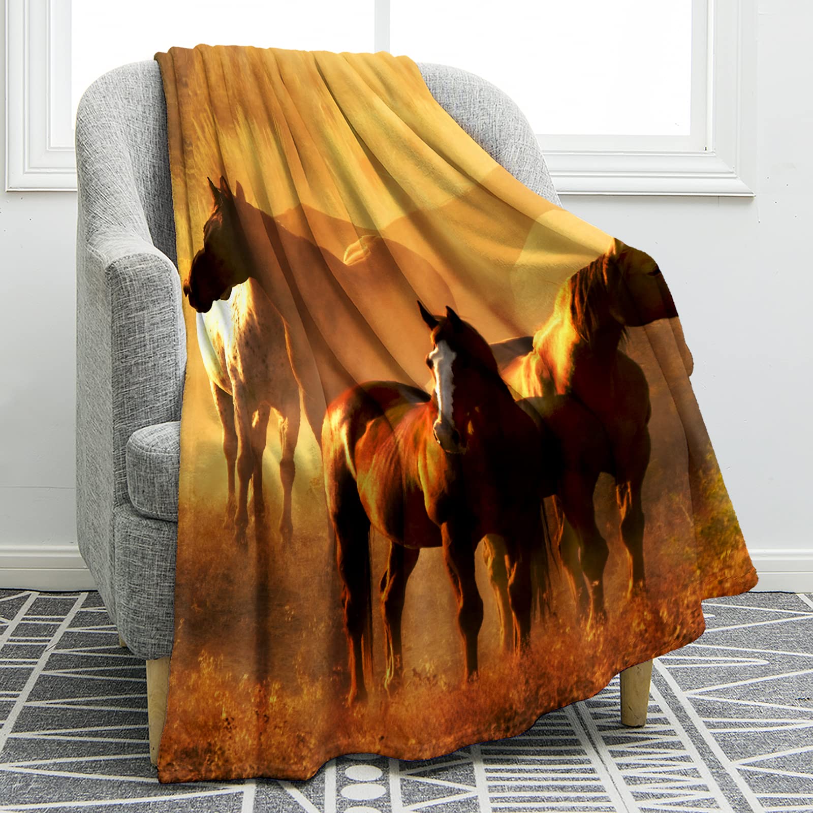 Coperta A Forma Di Cavallo 130x150 Cm | Microfibra Morbida, Regalo Per Amanti Dei Cavalli