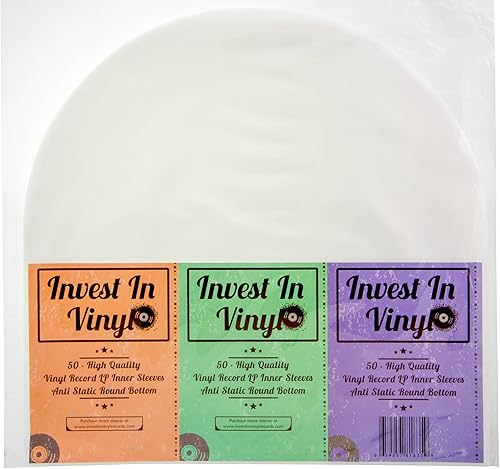 Invest In Vinyl - 50 fundas internas antiestáticas para LP de fondo redondo de 33 RPM, de 12 pulgadas, para discos de vinilo. Proporciona a tu