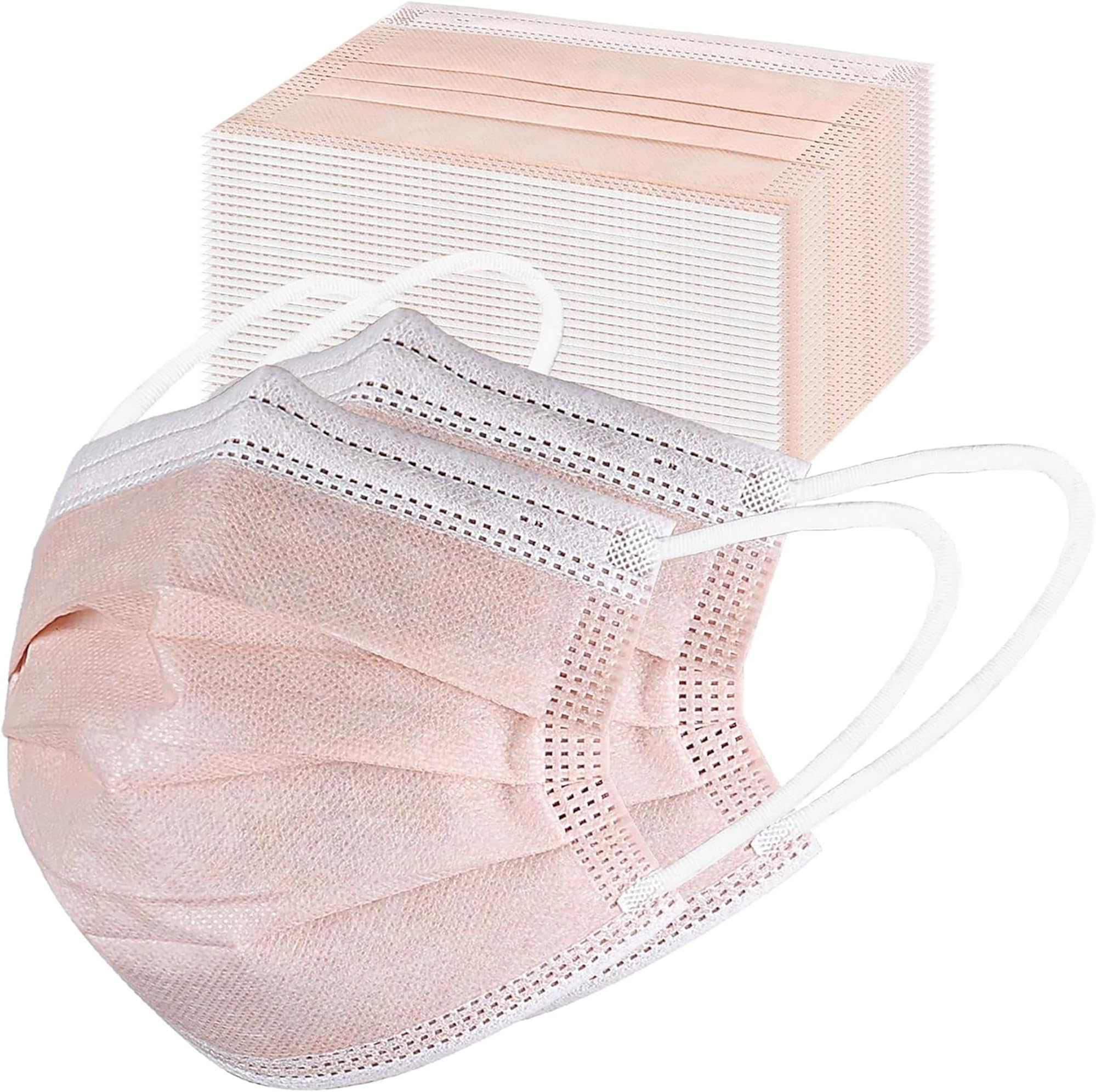 Disposable Face Masks 100Pcs, 3 Layer Protective Face Mask Blush Pink Face Masks