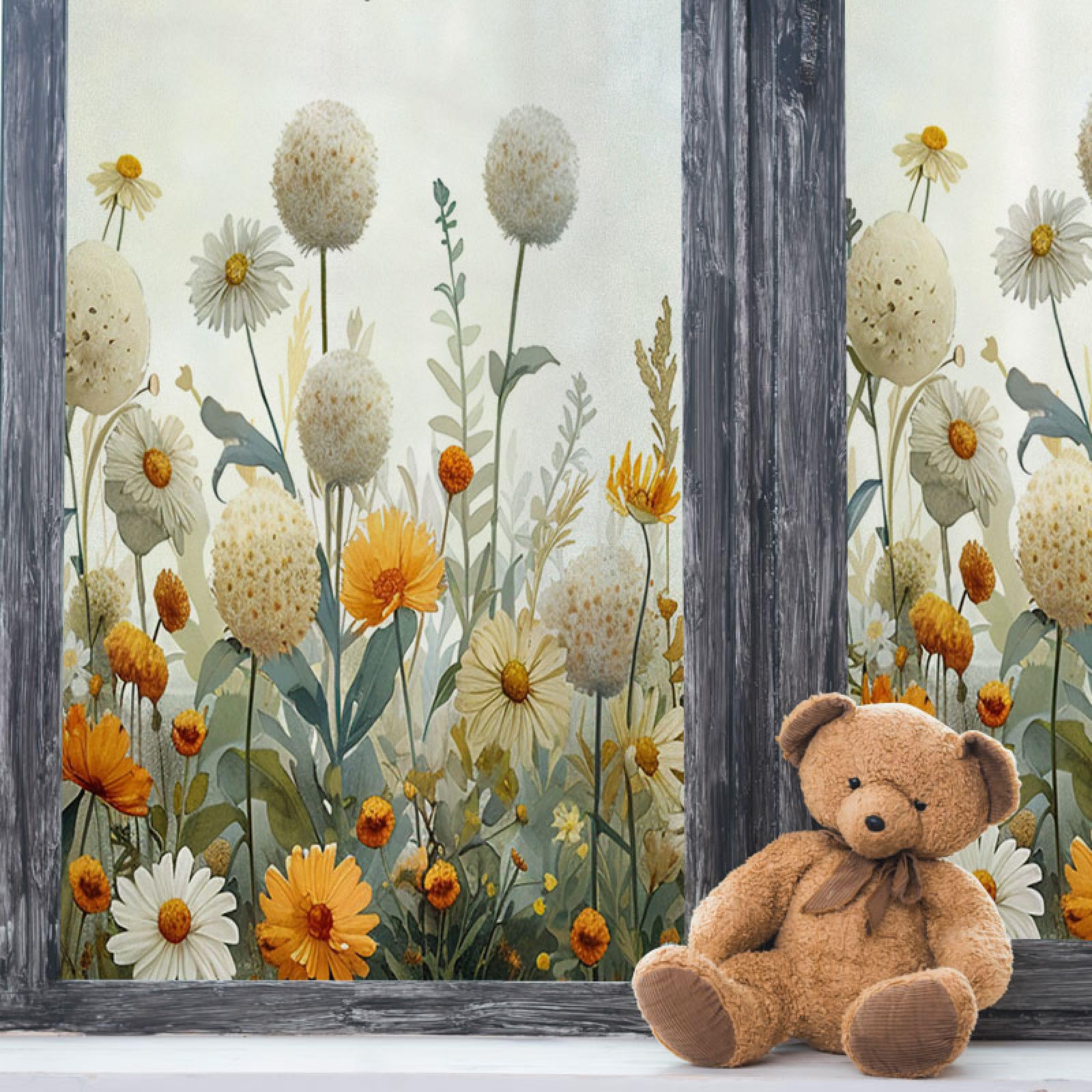 JFGCTYHXY Window film, Flower Privacy Film for Glass Windows,Blackout Self-Adhesive,Opaque for Bathroom,Static Outdoor(60x58cm/3pcs)