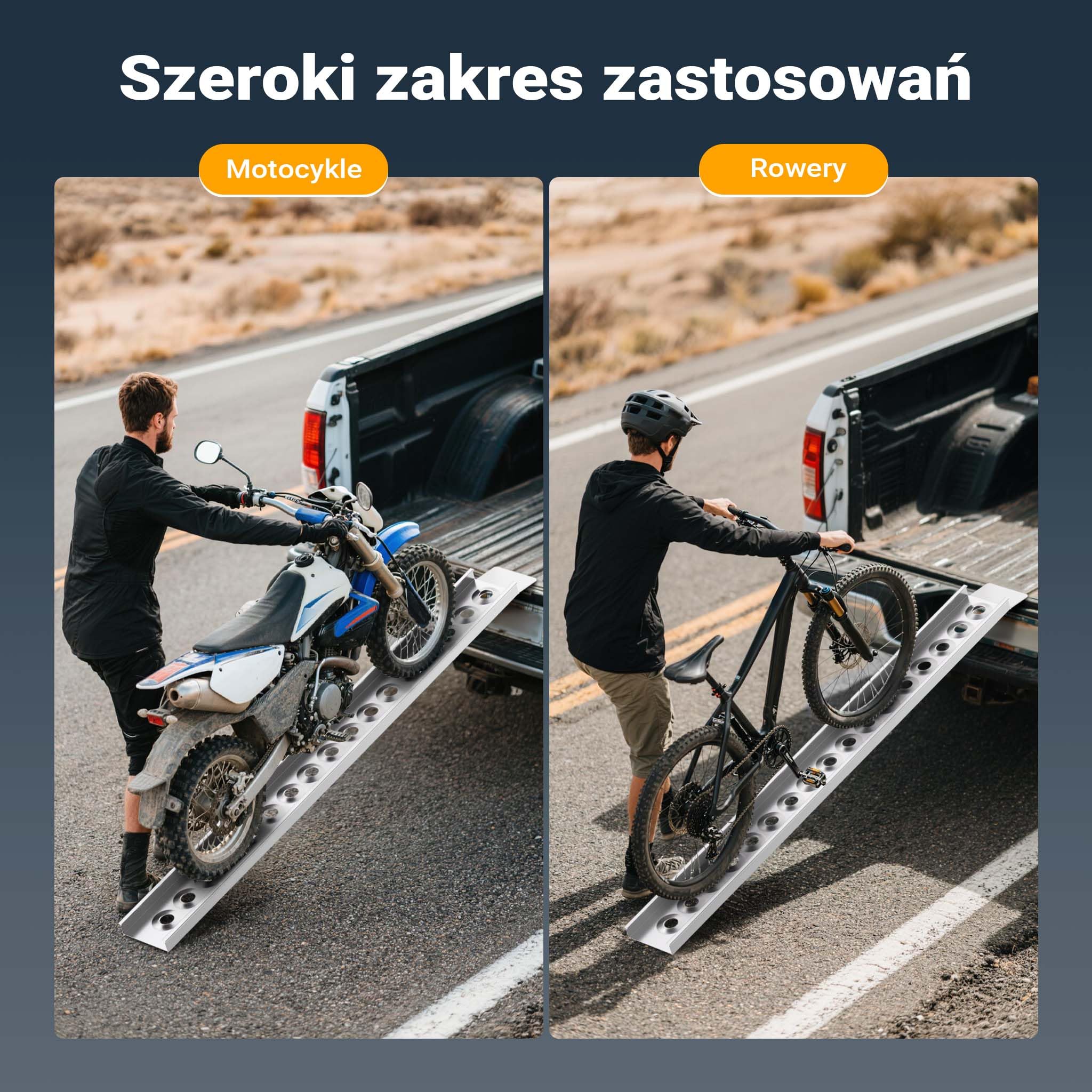 Wiltec Rampa najazdowa o długości 163 cm i udźwigu 180 kg z aluminium, lekka do przechowywania, do załadowania motocykli, profilowana powierzchnia
