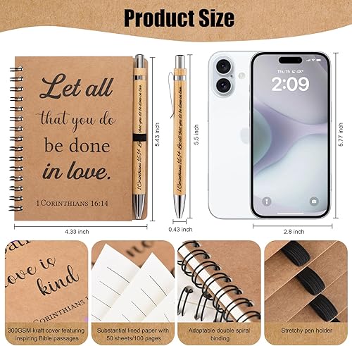 Miniatura 3 de 40 Pcs/20 Set Christian Gifts Spiral Notebooks Bulk Journals with Christian Pens Prayer Journal for Women and Men, Christian Gifts for Church