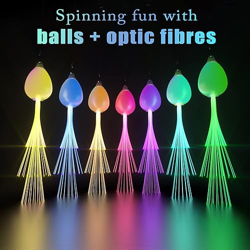 Miniatura 2 de LED POI Balls Fiber Optic Lights USB Rechargeable 20 Vibrant Color Light Modes and Flashing Patterns Soft Spinning Balls Poi LED Optic Fiber Light