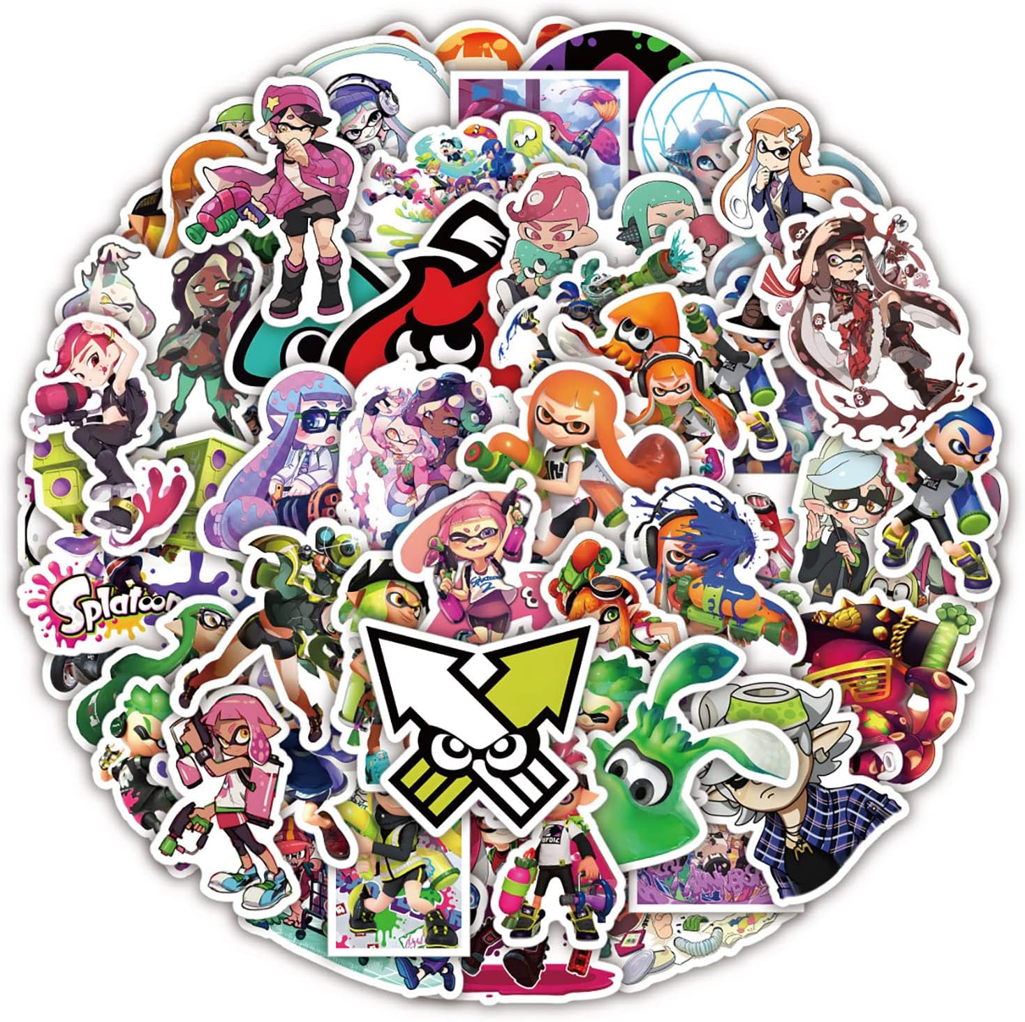 YMMRSK 50pcs Splatoon Stickers Cool Game Trendy Waterproof Decals Stickers for Teen Laptop,Fun Cute Cartoon Vinyl Stickers for Computer Water Bottle Journal Skateboard Phone