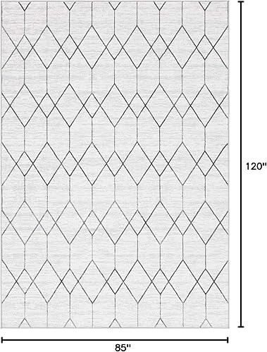Miniatura 2 de Unique Loom Matrix Trellis Collection - Alfombra decorativa (7 pies 1 pulgada x 10 pies, rectangular, blancogris)