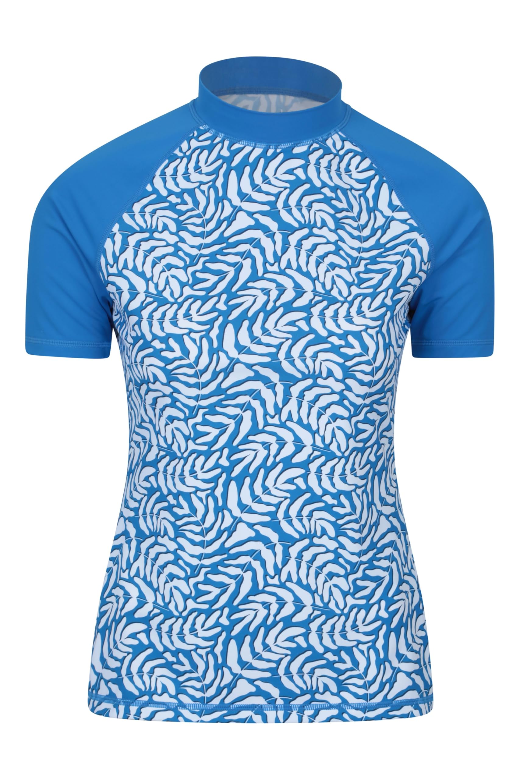 Mountain Warehouse Womens Patterned Rash Vest - UPF50+ Sun Protection, Rash Guard, Quick Drying, Flat Seams Swimwear, Stretch Top- for Spring Summer, Swimming Bright Blue (Patterned) Women's Size 6