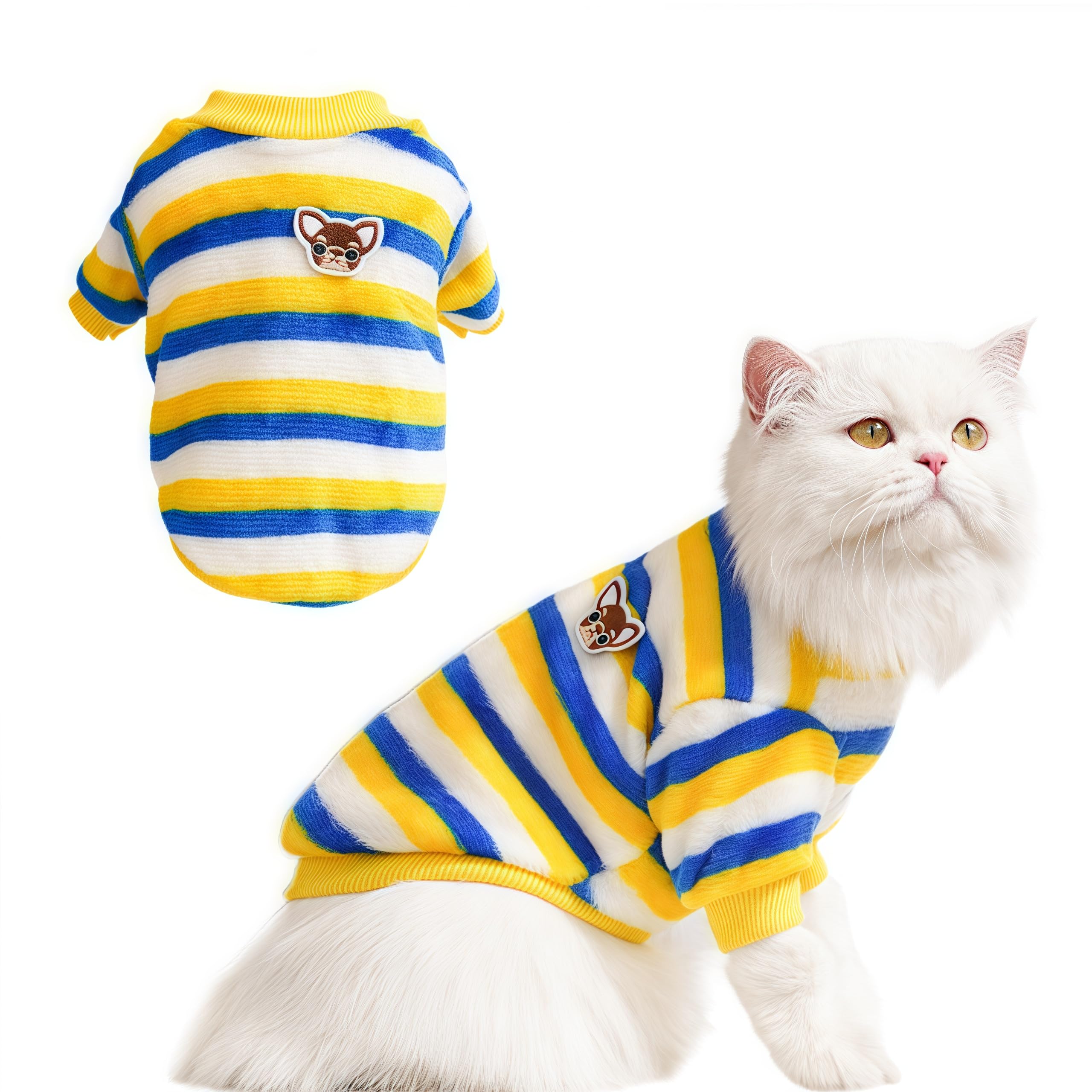 TwinkkeJoy Dog Sweater for Small Dogs Boys Girls Cat Puppy Coat Soft Warm Sweater Winter Clothes Fleece Dog Sweatshirt Jacket Cats Apparels Kitten Pet Doggie Sweaters?Yellow?Small?