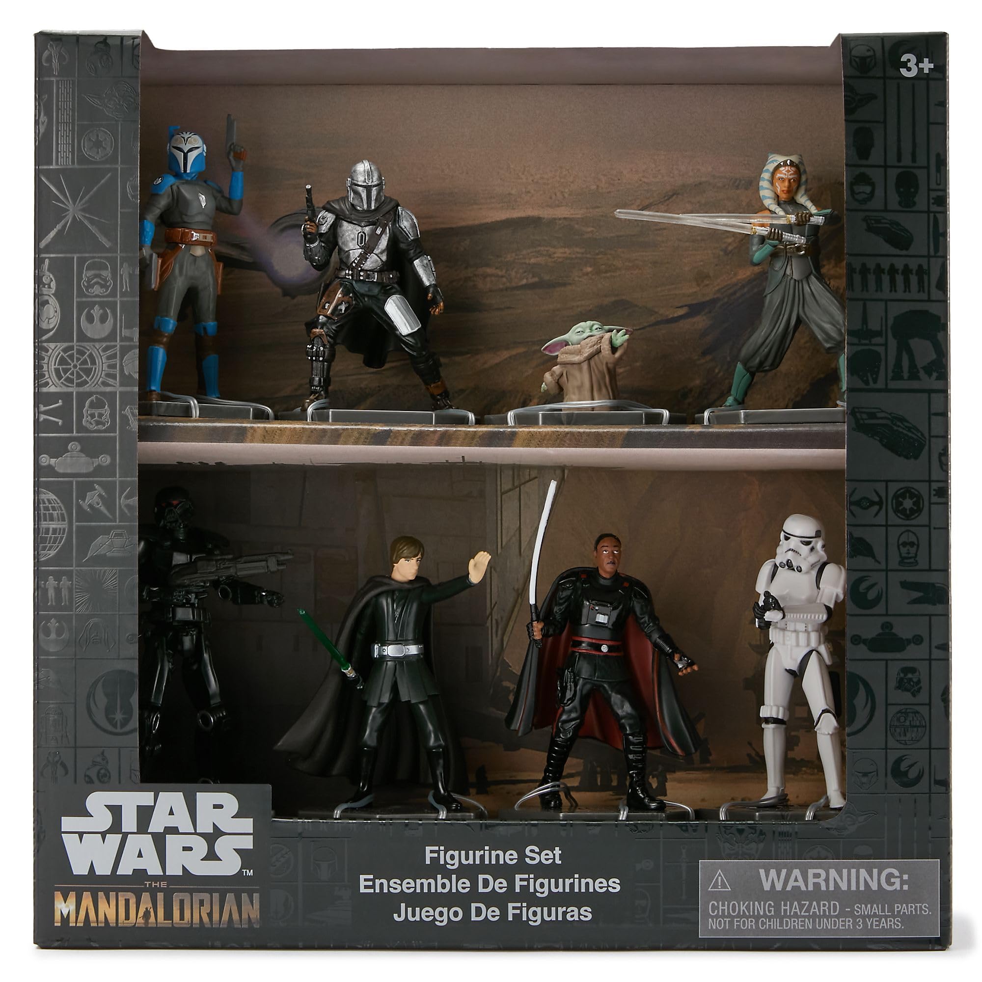 Disney Store Official, Ensemble de Figurines Star Wars: The Mandalorian, Ensemble de Figurines de Collection Din Djarin, Grogu, Ahsoka, Luke Skywalker, 28 x 28 x 10 cm
