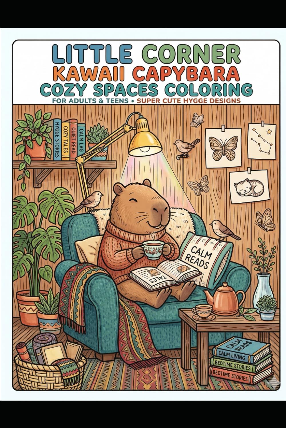 Little Corner Kawai Capybara Cozy Spaces Coloring: Little Corner Kawai Capybara Cozy Spaces Coloring