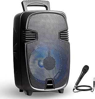 GIZMORE GIZ WHEELZ T1000 प्रो पोर्टेबल ब्लूटूथ पार्टी स्पीकर 1000 WT P.M.P.O डायरेक्ट USB और SD कार्ड स्लॉट के साथ MP3. परफेक्ट कराओके दोस्त और ट्रॉली प्ले बैक टाइम 4 घंटे तक माइक इनपुट के साथ.
