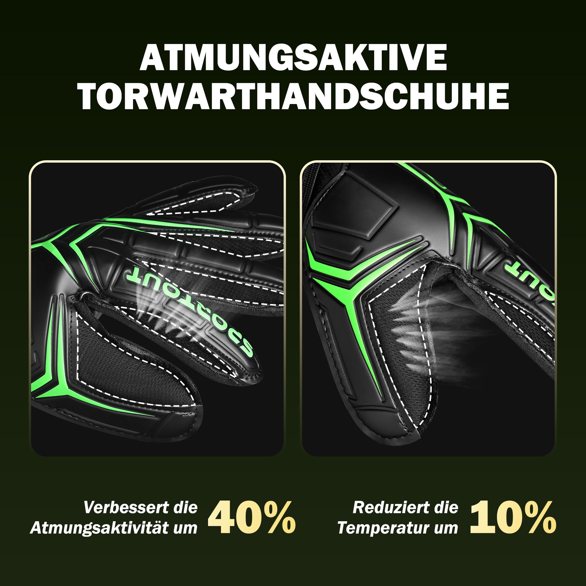 Sportout Torwarthandschuhe Kinder Fingersave Torwarthandschuhe Herren Fußballhandschuhe mit Fingerschutz für Erwachsene und Jugendliche