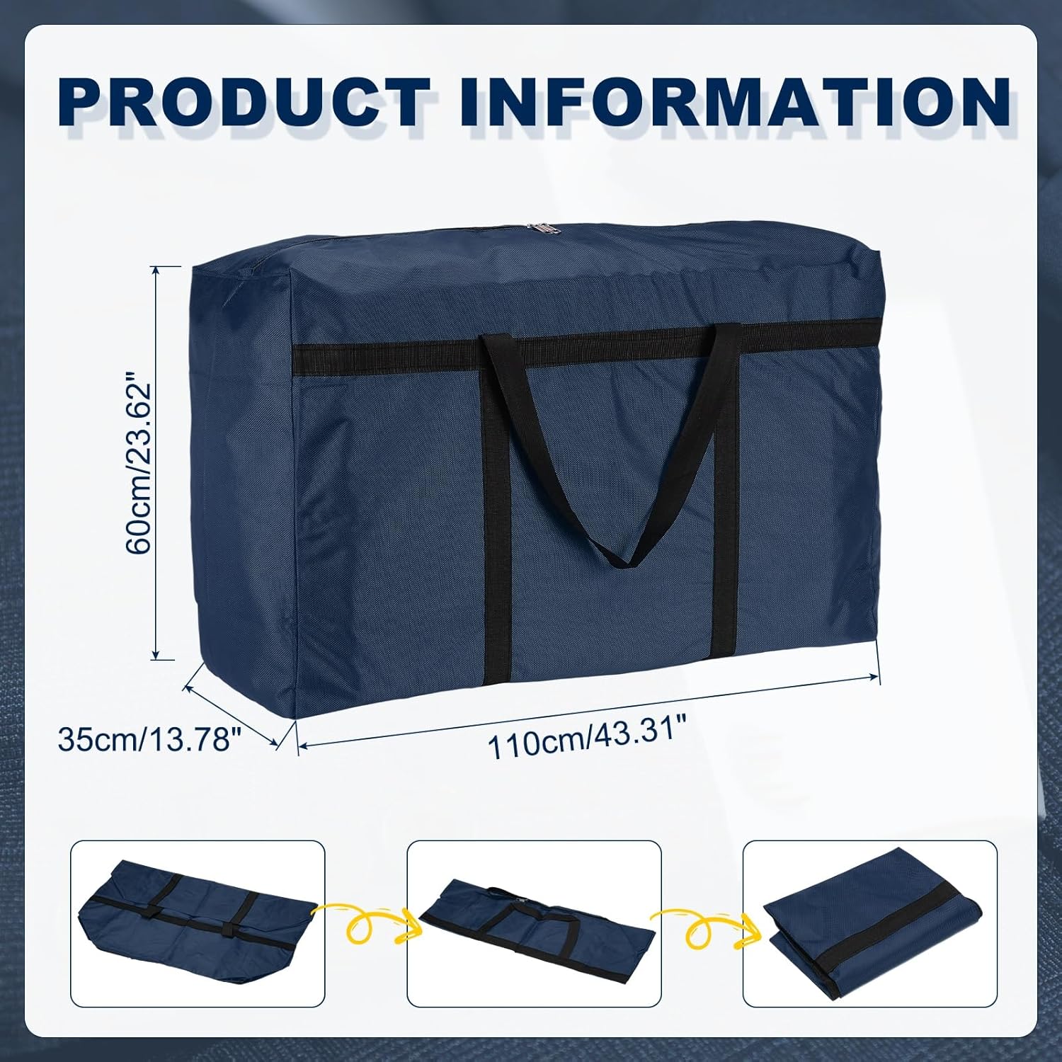Extra Large Duffle Bag, 43 x 24 x 14 in Travel Big Duffle Bag with Zipper Handle Storage Foldable Waterproof Lightweight Bag for Women Men Travel Moving Camping (Dark Blue)