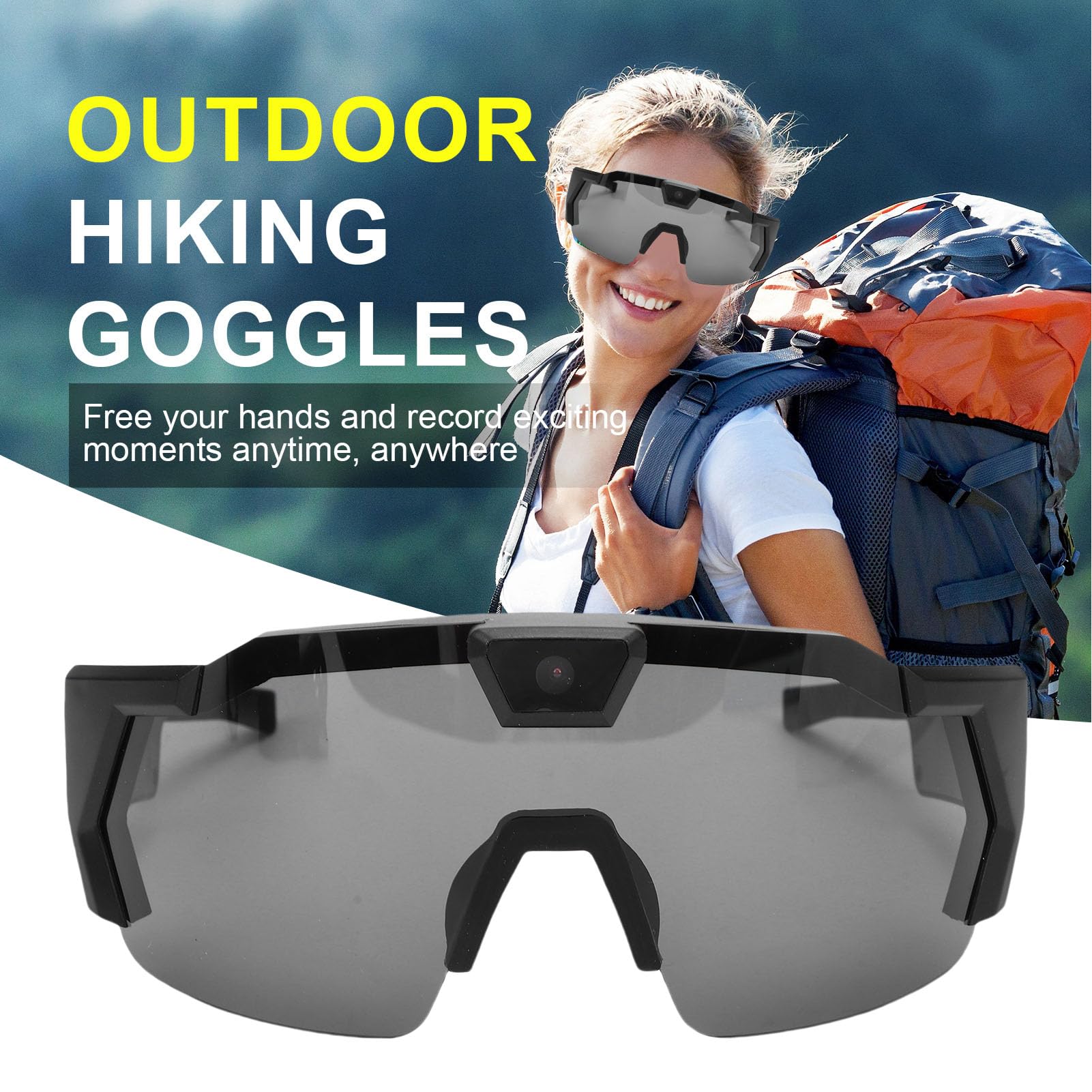 Smart-Kamera-Brille, Videobrille mit HD-1080p-Videoaufzeichnung, 120°-Weitwinkelobjektiv, WLAN, tragbare Sonnenbrille für Outdoor, Indoor, Sport, Radfahren, Wandern, Reiten