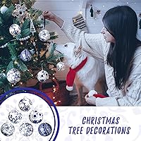 Vista 4 de Cindeer 6 bolas de porcelana china azul y blanca de 2.4 pulgadas, adorno de porcelana a granel de cerámica para Año Nuevo, decoración para fiesta