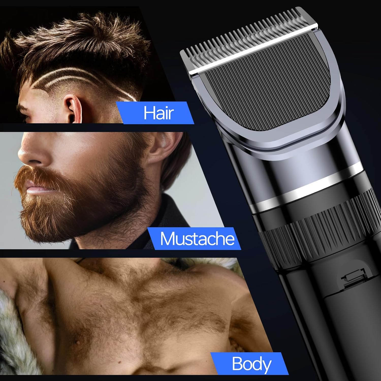 Hair Clippers & Beard Trimmer Grooming Kit for Men，Professional Hair Cutting kit,Electric Cordless Rechargeable Hair Trimmer with LED Display for Home Personal Hair Grooming, Gifts for Men