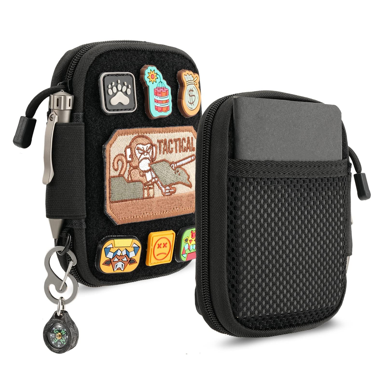 Mighty Pouch - Nylon EDC Pocket Organizer with Patches & D-Ring, Multitool Organizer for EDC Gears
