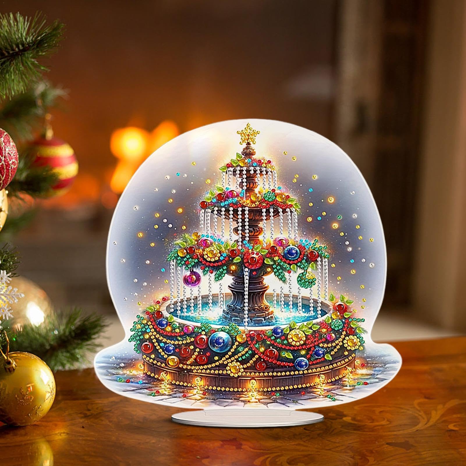 Genérico de escritorio con pintura de gemas, kit de pintura artística con | gemas de mesa - de colocación de escritorio con diamantes de imitación con tema navideño - Arte de diamantes de imitac