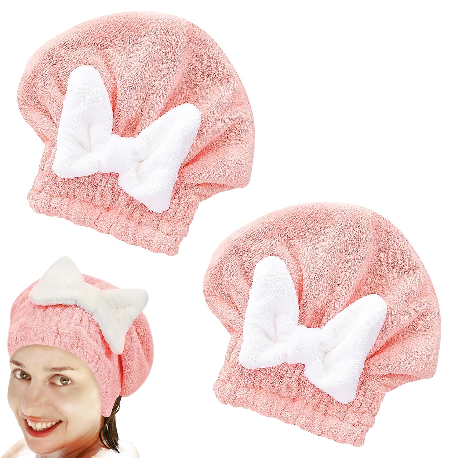 Biiange 2 Pcs Absorbent Hair Drying Towel Hat Quick Dry Hair Towel Cap with Bow-Knot Reusable Fluffy Bathing Shower Turban... - Review, Price and Buying Guide