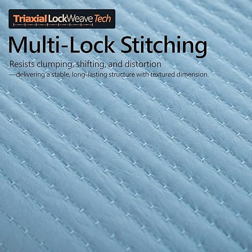 Miniatura 5 de Juego de ropa de cama y colecciones tamaño individual, moderno, rústico, bohemio, de lujo, de punto neutro, edredón reversible azul suave y ligero