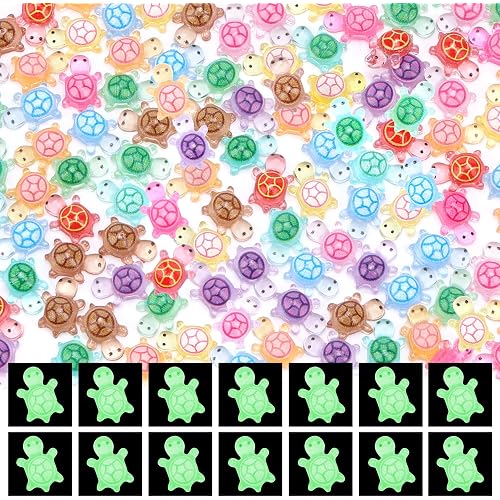 300 Pcs Glow in the Dark Mini Resin Turtles Tiny Luminous Sea Turtle Figures Small Ocean Animals for Fairy Garden Micro Landscaping Dollhouse Home Decor Crafts