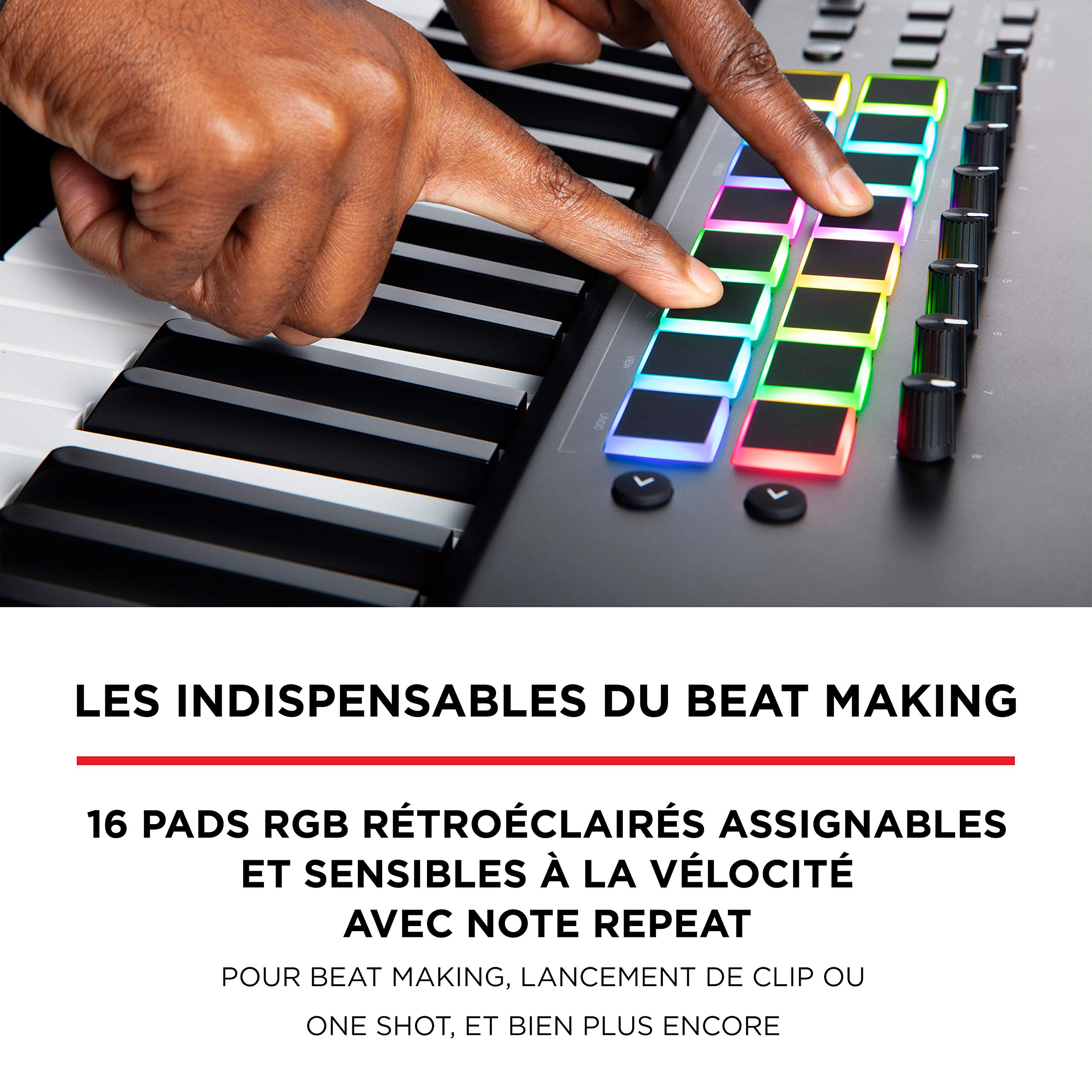 M-AUDIO Hammer 88 Pro - Clavier maître piano 88 touches MIDI USB avec touches lestées à marteaux, pads de rythme et pack de sons Native Instruments (intégration NKS)