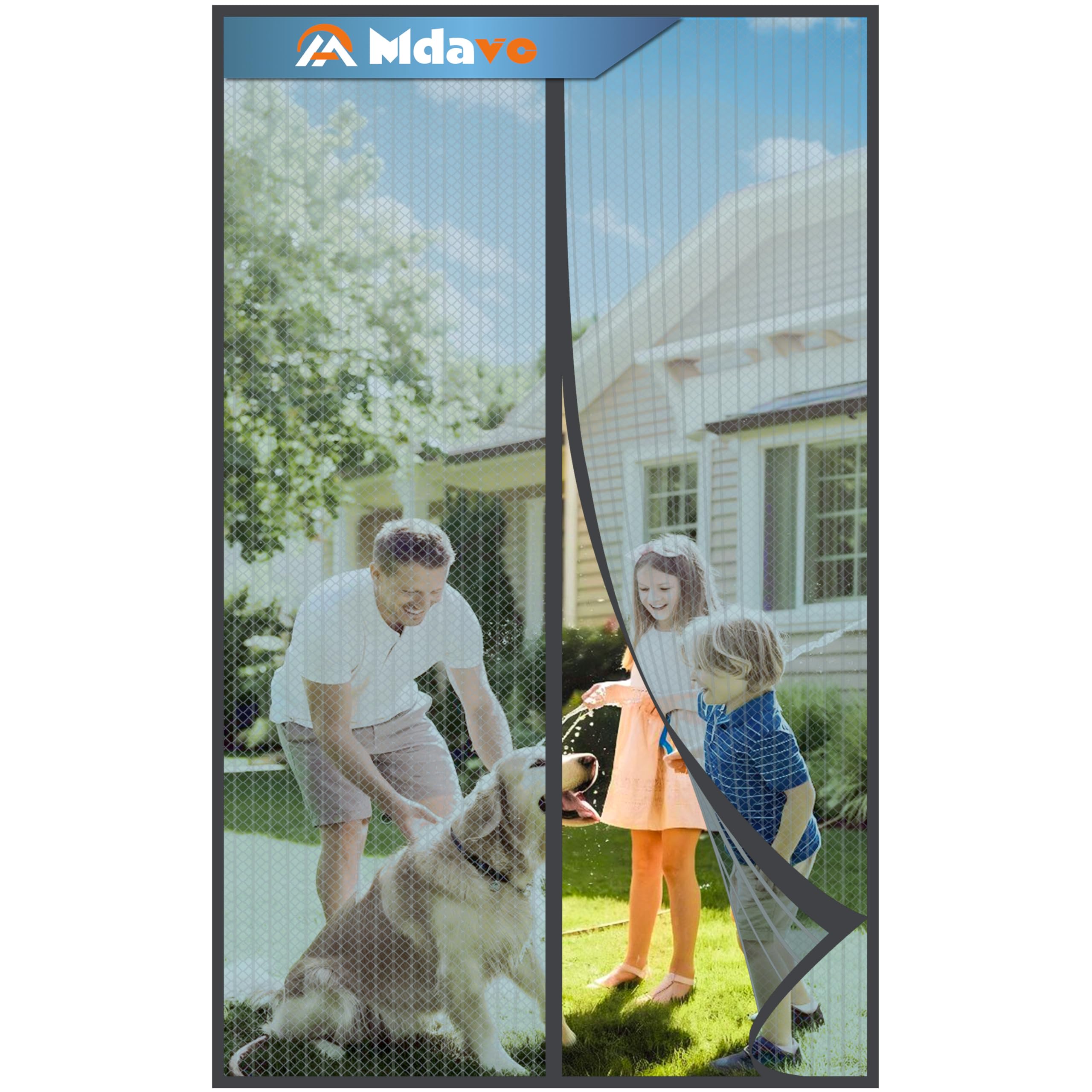 Mesh Screen with Magnetic Closure-Keeps Bugs Out Let Breeze in, Heavy Duty - Pet and Kid Friendly, Works with Front, Sliding Doors (38 x 82 Inch) Gray