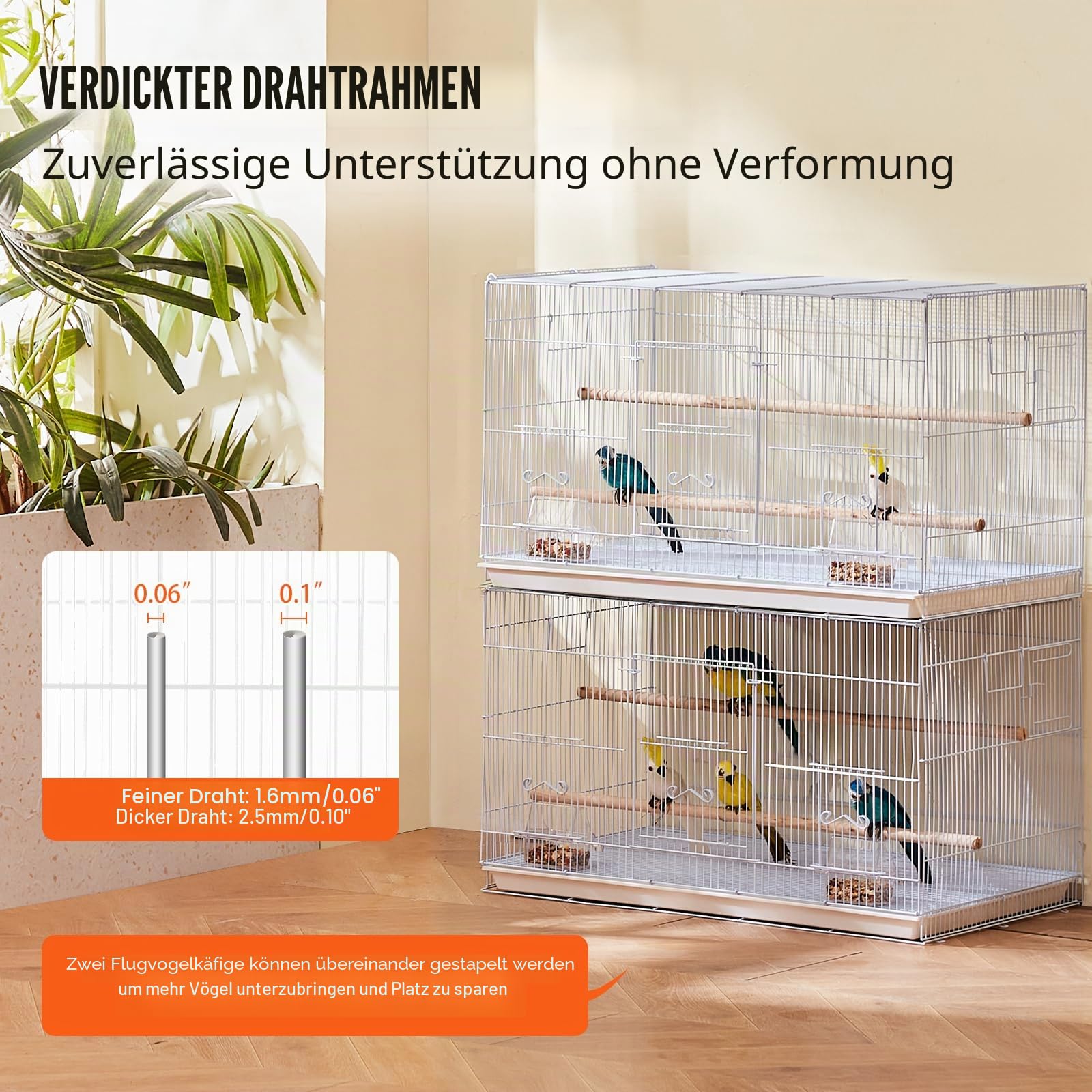 VEVOR Vogelkäfig, 760x460x455mm Metallkäfig für kleine Papageien, Kanarienvögel, Nymphensittiche, Unzertrennliche, Finken, Wellensittiche, Conures, Vogelhaus für unterwegs mit Griff & Sitzstangen
