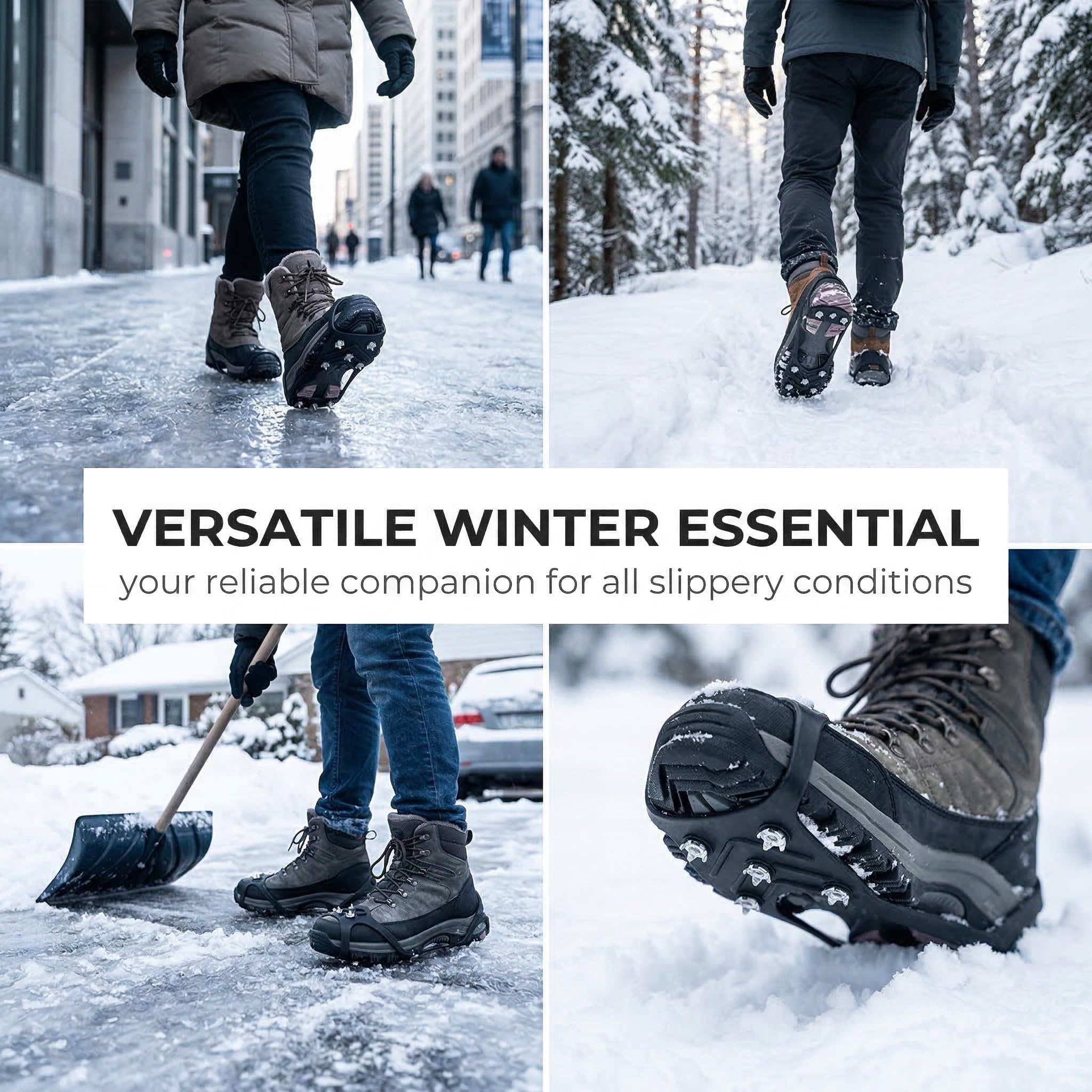 2 Pezzi Ramponi per Scarpe, Protezione Antiscivolo per Suola con Tacchetti, Accessori per Trekking e Escursionismo su Neve e Ghiaccio, Adatti per Uomini e Donne