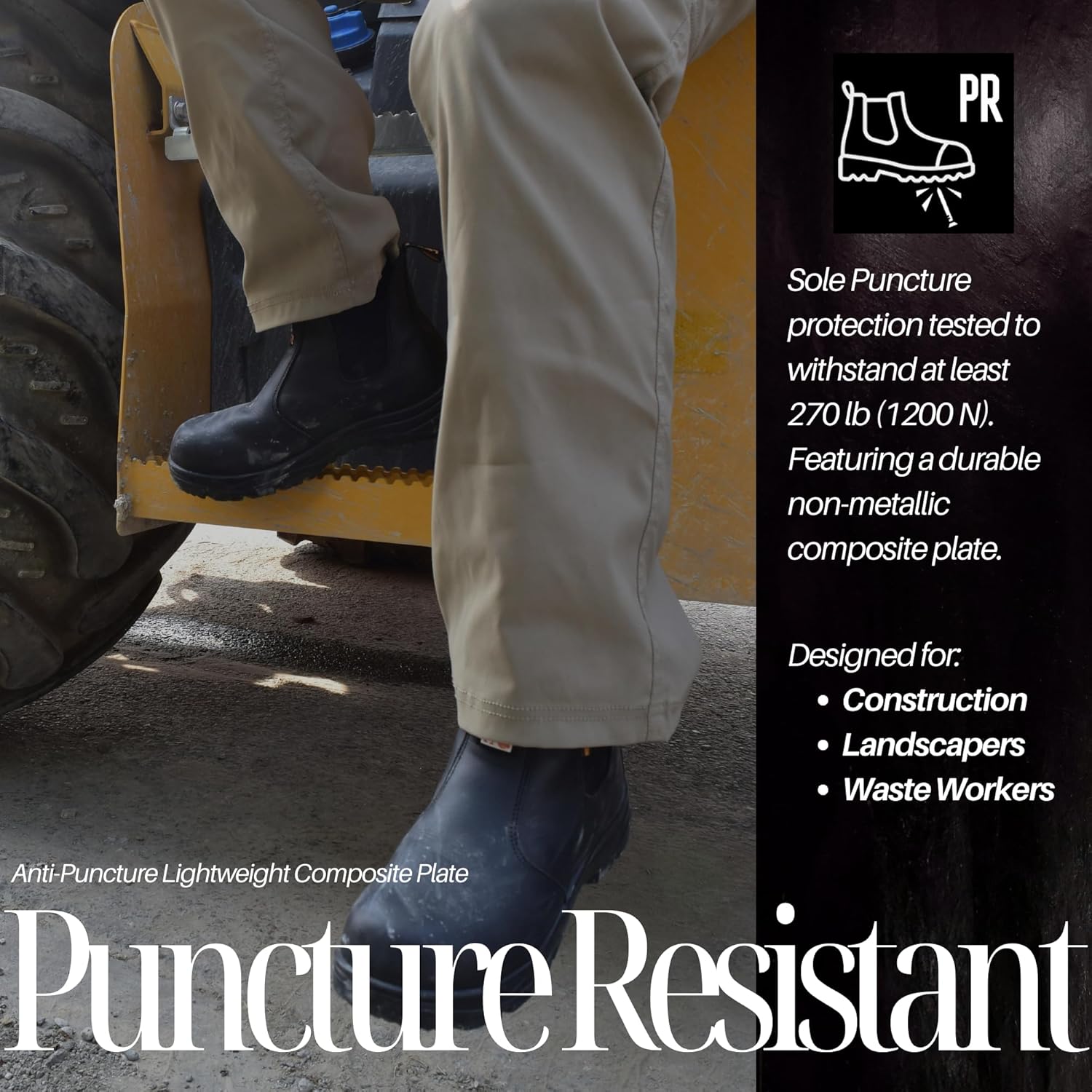 MooseLog Men's ASTM & CSA Composite Toe Chelsea Work Boots – 100% Leather, Lightweight, I/C/EH/PR/ESR, Oil/Slip/Heat Resistant, Rubber Outsole, Safety Boots 5666 - Image 4